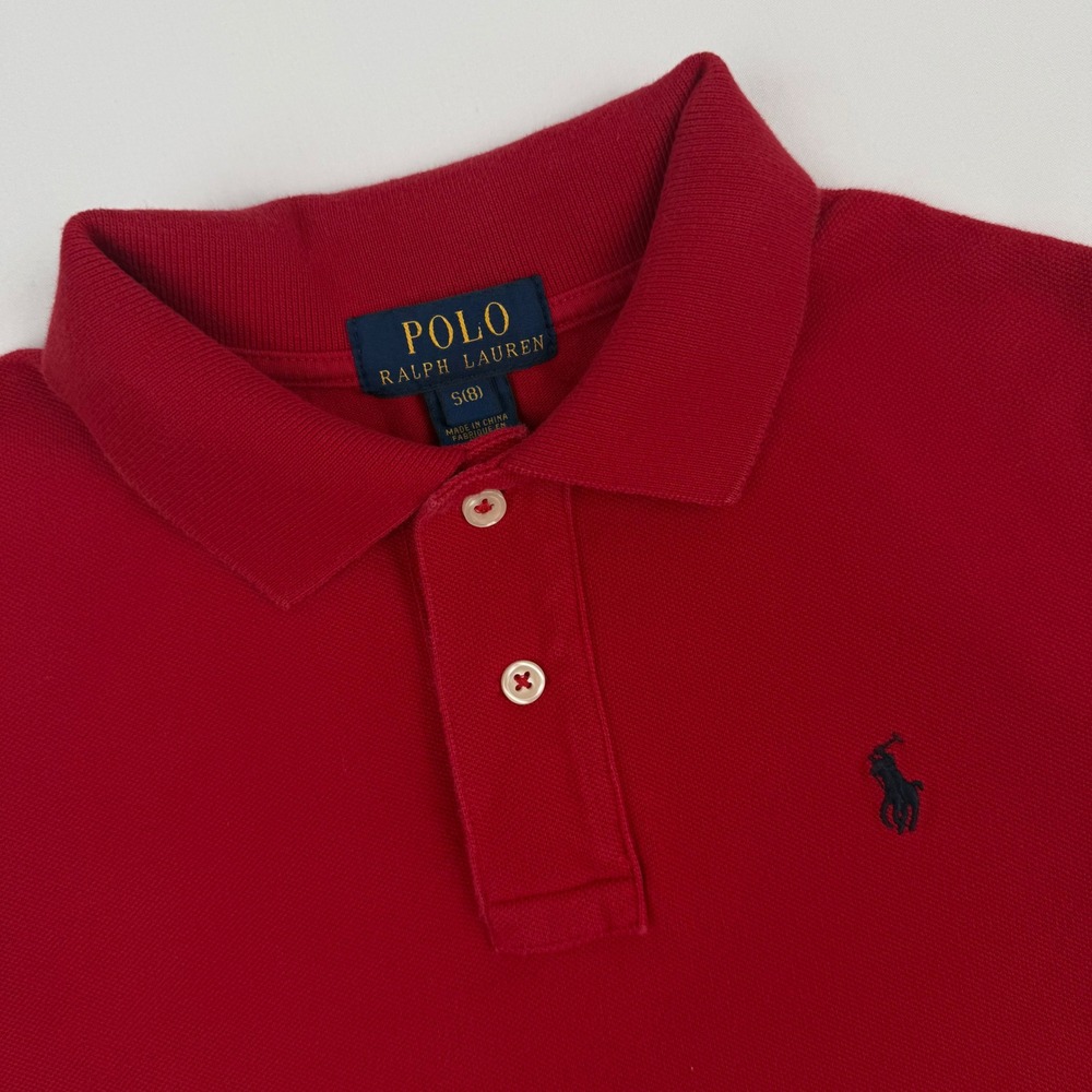 Polo Ralph Lauren Kids Red Short Sleeve Cotton Mesh Polo Shirt Pony Size S 8